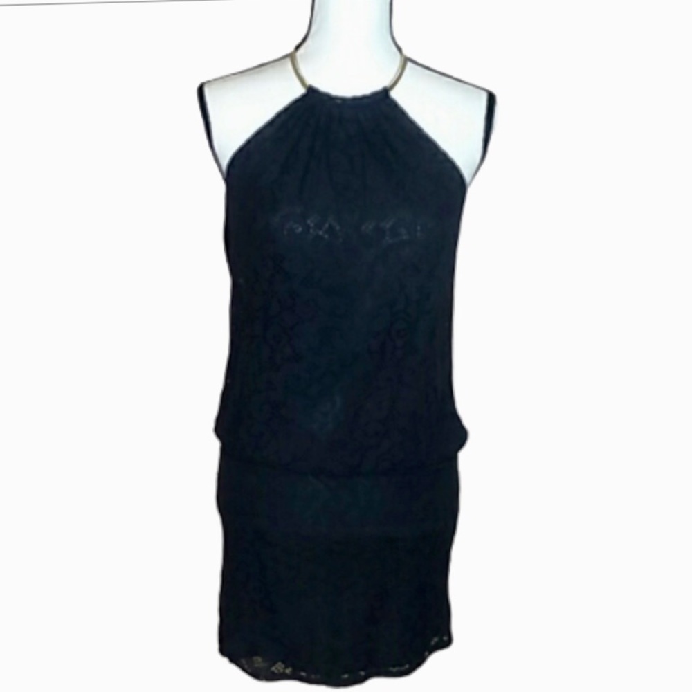 Laundry by Shelli Segal black lace halter dress size 2